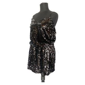 Sequin little black party dress LBD medium Arden B